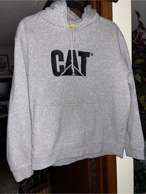 Caterpillar Light Gray Hoodie with Black CAT Logo
